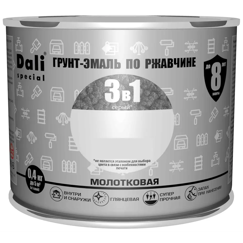 Грунт-эмаль Dali 3 в 1 молотковая серый 0,4 кг 83372506 STLM-0040614 - Вид №1