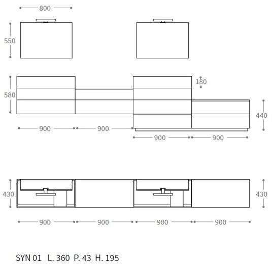 LASA IDEA Двойная модульная тумба под умывальник с ящиками Syn sun-id-1487368 - Вид №6
