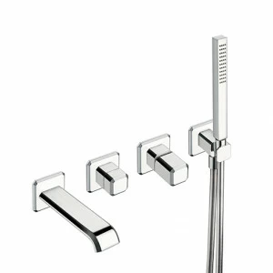 CRIIT102 Внешние части смесителя для ванны / душа для CRICS100 (правая сторона) - CRICS101 (левая сторона) с переключателем на 2 выпускных отверстия, гибким шлангом LONG LIFE, ручным душем из латуни с защитой от известкового налета и металлической пластин