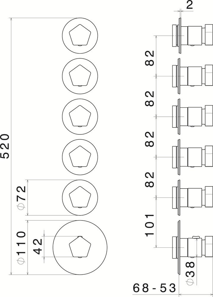 newform Термостатический смеситель для душа Termostatici multiutenza 5 uscite 67652e - Вид №1