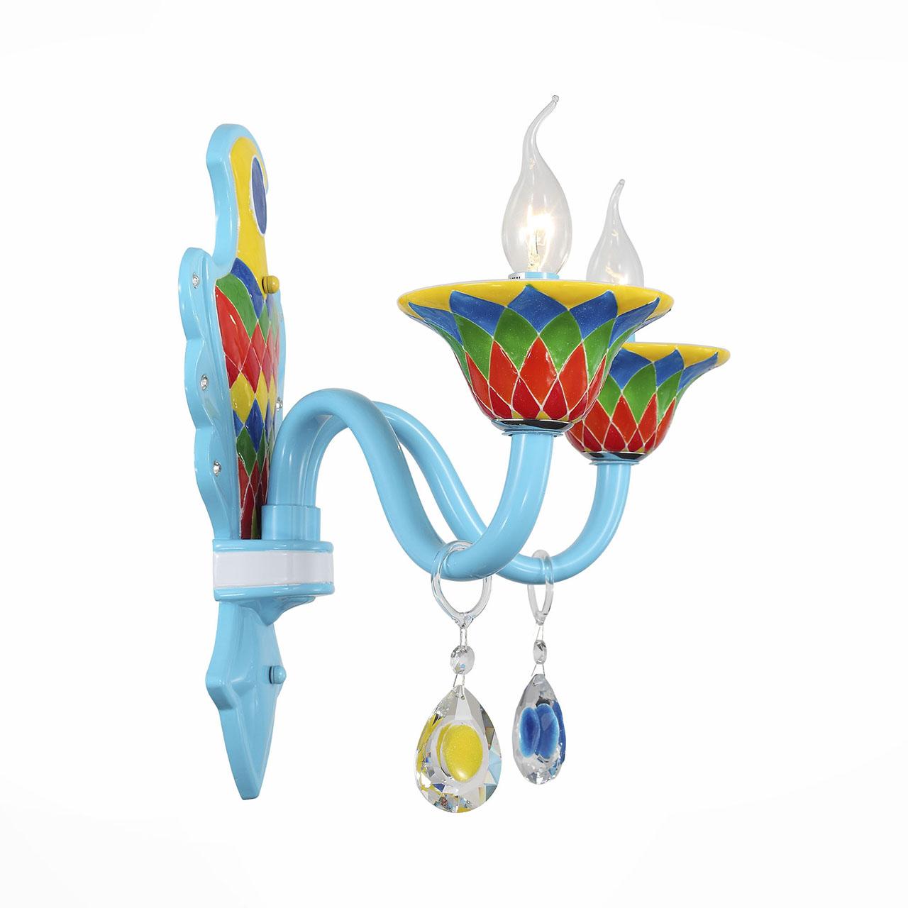 Бра ST Luce Ornato SL674.781.02 ST LUCE ОРИГИНАЛЬНЫЕ, СВЕЧА 077825 Голубой;зеленый  - Вид №1