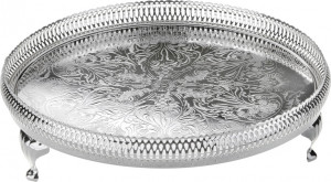 10611771 Queen Anne Блюдо круглое на ножках Queen Anne 28см, высокий борт, сталь, посеребрение Сталь нержавеющая с посеребрением