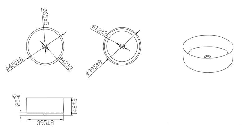 C22284W-ENG Накладная раковина на столешницу  овальная Bravat  - Вид №1