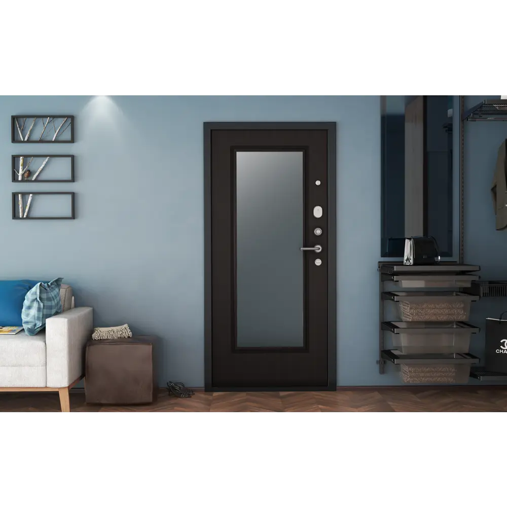 Дверь входная металлическая Премиум New 88x205 см правая венге с зеркалом DOORHAN STLM-2183807 - Вид №6