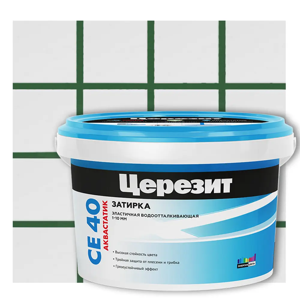 Затирка эластичная Церезит CE 40 водоотталкивающая 2 кг цвет зеленый Без серии STLM-2005532