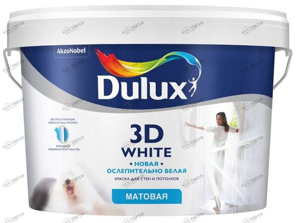 Краска ослепительно белая матовая Dulux 3D White / Дулюкс 3Д 10л 5637