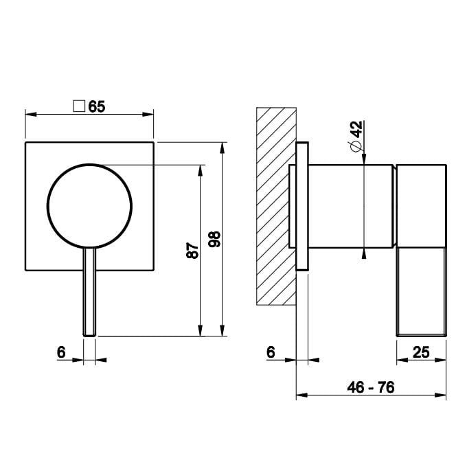 Смеситель для душа из хромированной латуни Gessi обратный ARCH-00005073 - Вид №1