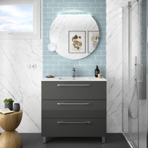 26592 SALGAR Мебель для умывальника FUSSION CHROME 900 3 ящика GLOSS GREY 897 x 868 x 450 мм Глянцевый серый