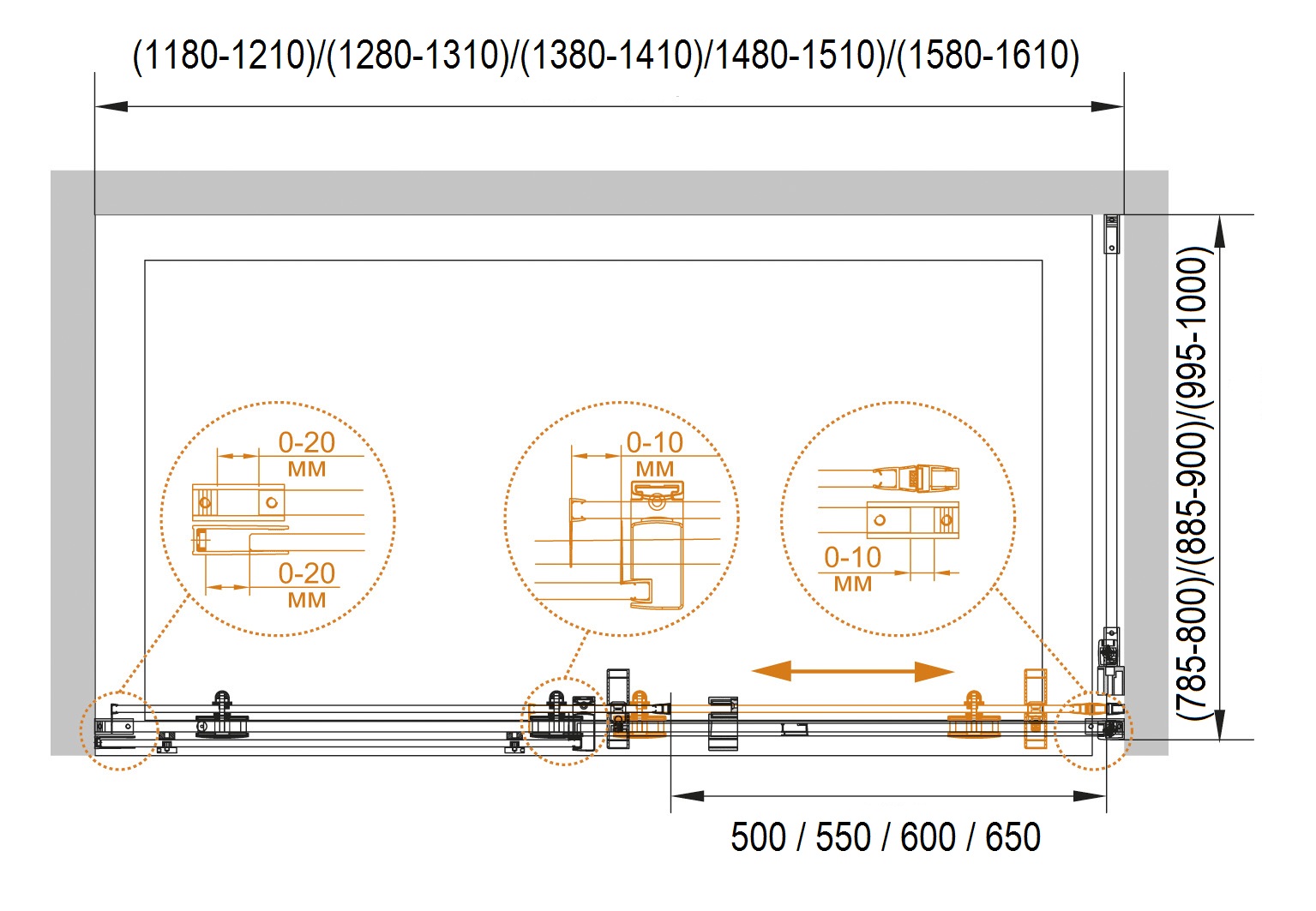 Душевой уголок CEZARES STYLUS-O-M-AH-1-120/100-C-Cr - Вид №7