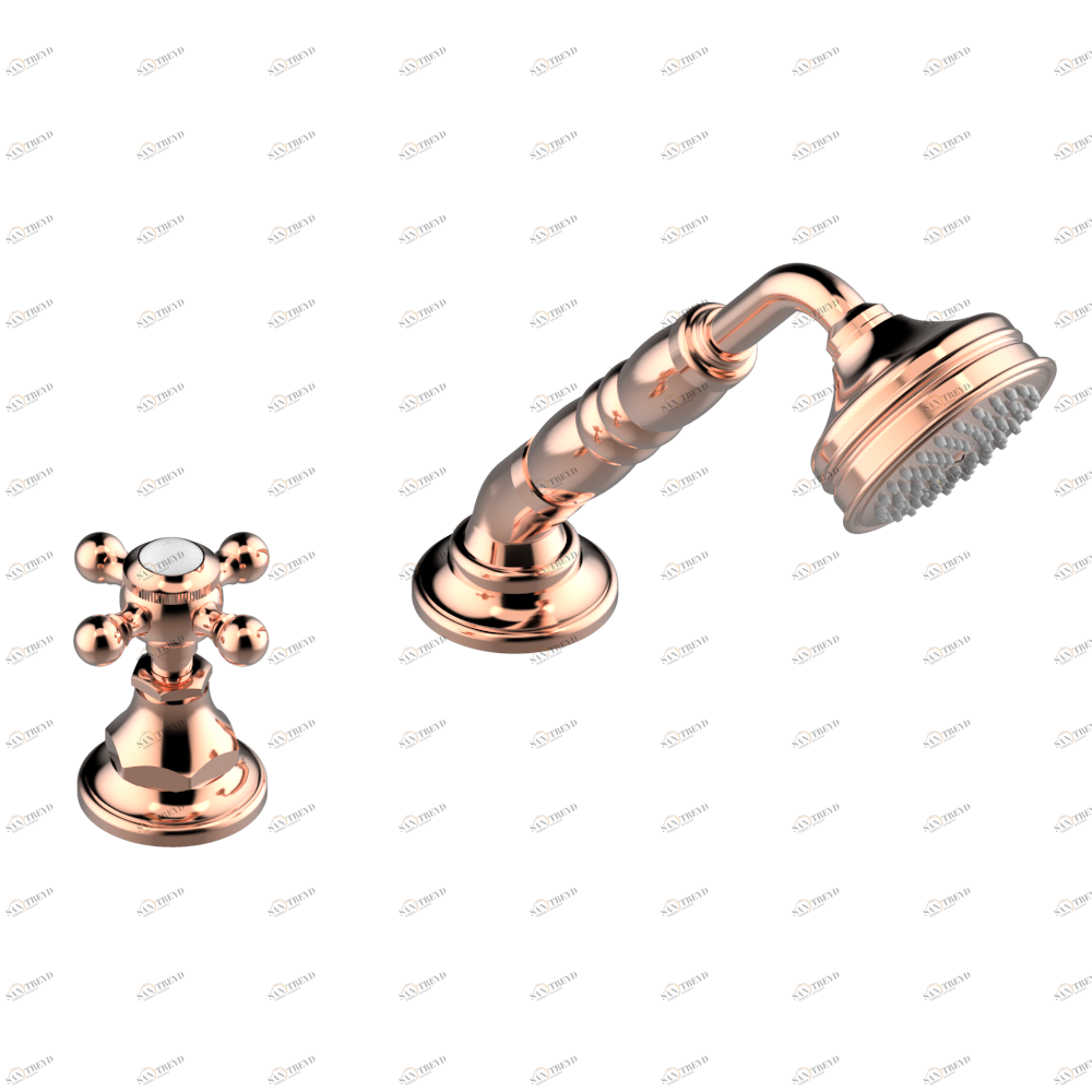 A52-6532/60A Смеситель керамический устанавливаемый на борту с ручным душем с ручкой одновременной регулировки – потока/температуры Thg-paris Broadway Розовое золото A52 6532/60A CAT.F