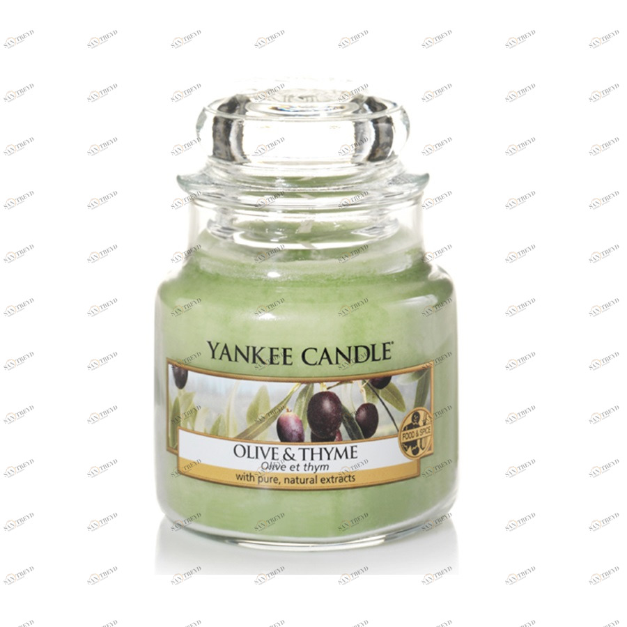 Свеча маленькая в стеклянной банке "Олива и тмин" 104гр 25-45 часов YANKEE CANDLE  267920 Зеленый 