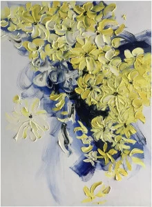 Картина на холсте 90х120 см "Лилии на ветру" EVENHOME КАРТИНЫ МАСЛОМ 130015 Голубой;желтый;синий;разноцветный