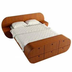 Кровать двуспальная с тумбами и комодом 160х200 бежевая "Цикл" ODINGENIY ЦИКЛ 178342 Коричневый