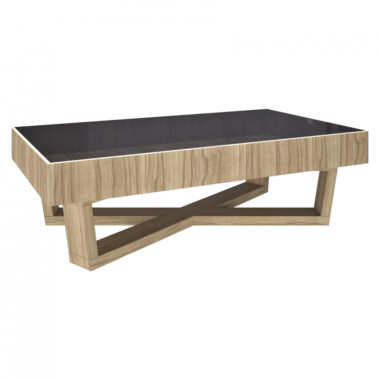 Журнальный столик деревянный с черным стеклянным топом Lago Maggiore PUSHA PUSHA 062885 Бежевый  - Вид №1