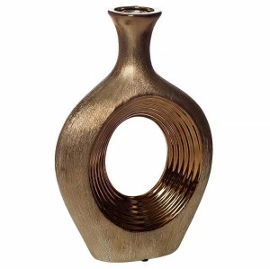 Ваза керамическая с отверстием золото Goldy 33 см GARDA DECOR - 045402 Золото
