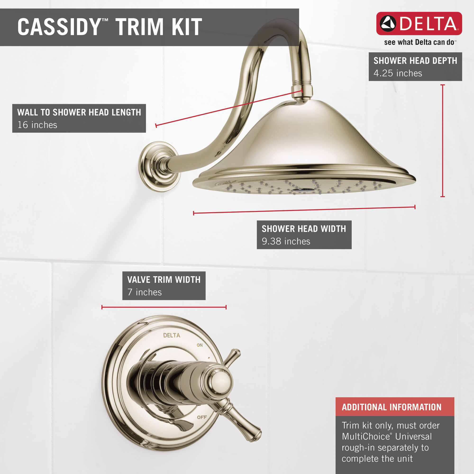 T17T297-PN Отделка для душа TempAssure® серии 17T Delta Faucet Cassidy Полированный никель  - Вид №5