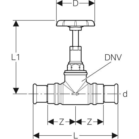 94864 Запорный вентиль Geberit Mapress прямой Geberit  - Вид №2