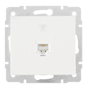 Телефонная розетка встраиваемая Lezard Rain RJ11, цвет жемчужно-белый матовый