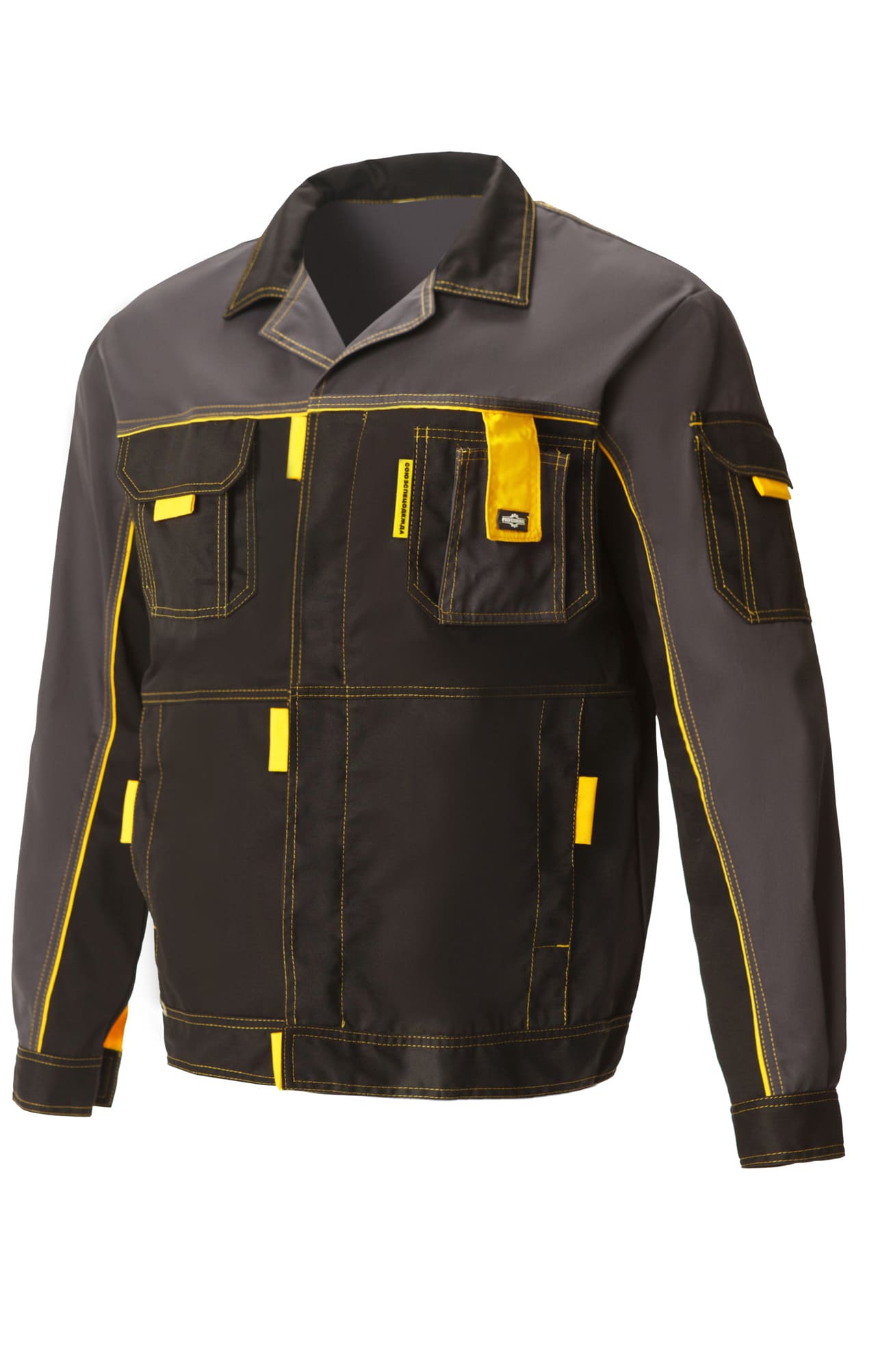 4956830 Костюм "Профессионал-2" черный-графит-желтый GENESIS  Летняя спецодежда  размер 52-54/182-188  - Вид №1