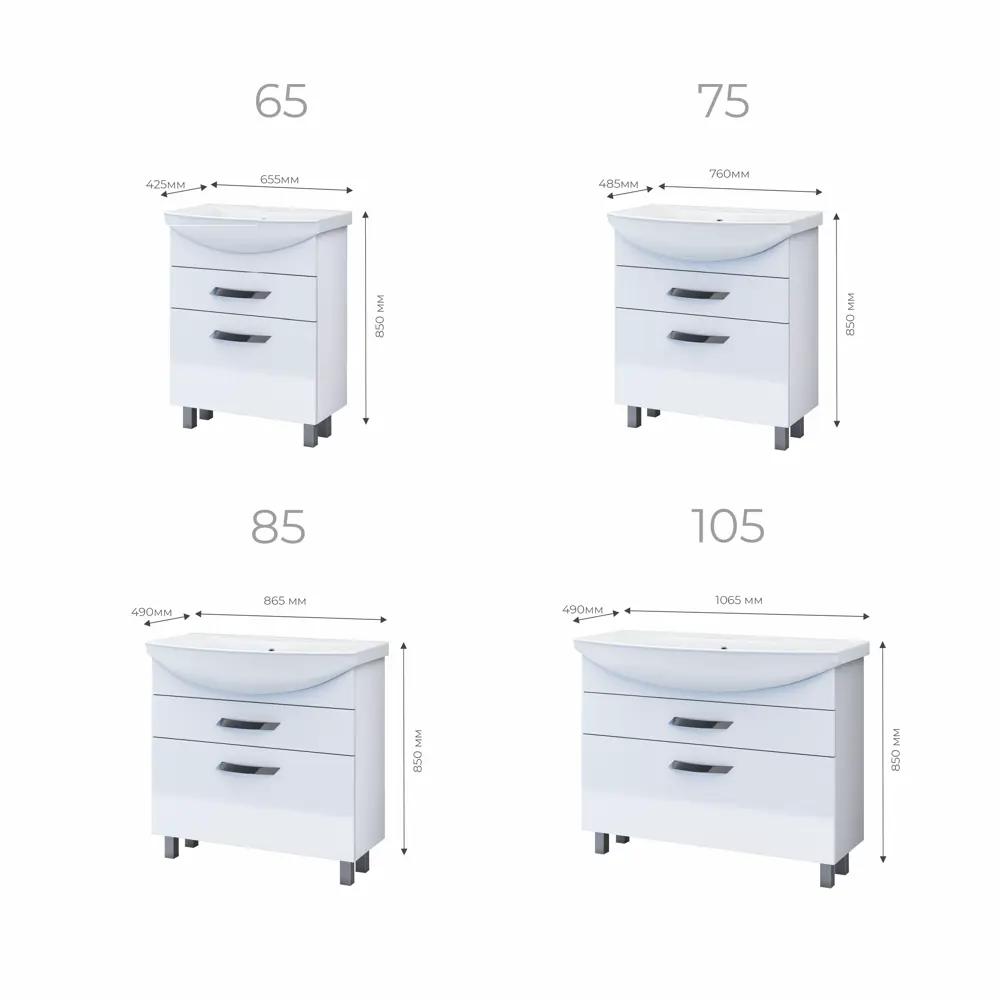 Тумба под раковину Vigo Moss 85 см, цвет белый STLM-2206355 - Вид №3