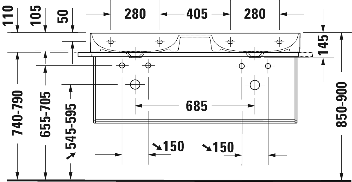 2353120040 Подвесная раковина настенная овальная Duravit DuraSquare - Вид №5