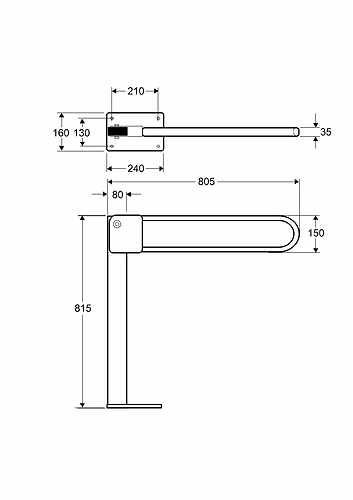 96078 Подлокотник для унитаза IFO 98057, опора IFO для подлокотника для унитаза SIGN - Вид №3