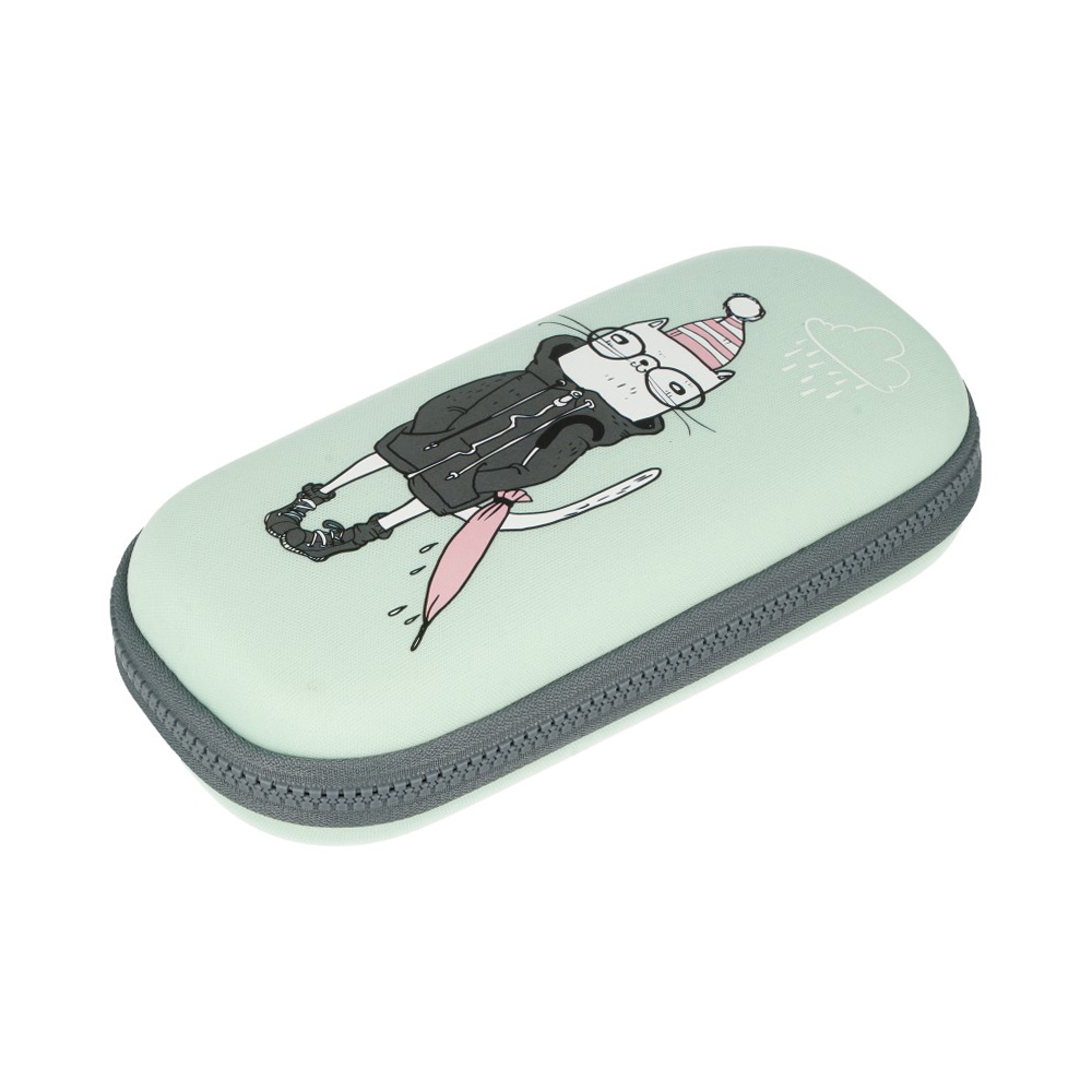 14-053/01 Пенал на молнии одно отделение 22 х 11 х 5 см "Кот стильный" Bruno Visconti 