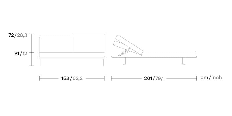 Садовая кровать с откидной спинкой из ткани Kettal сетка ARCH-00086436 - Вид №8