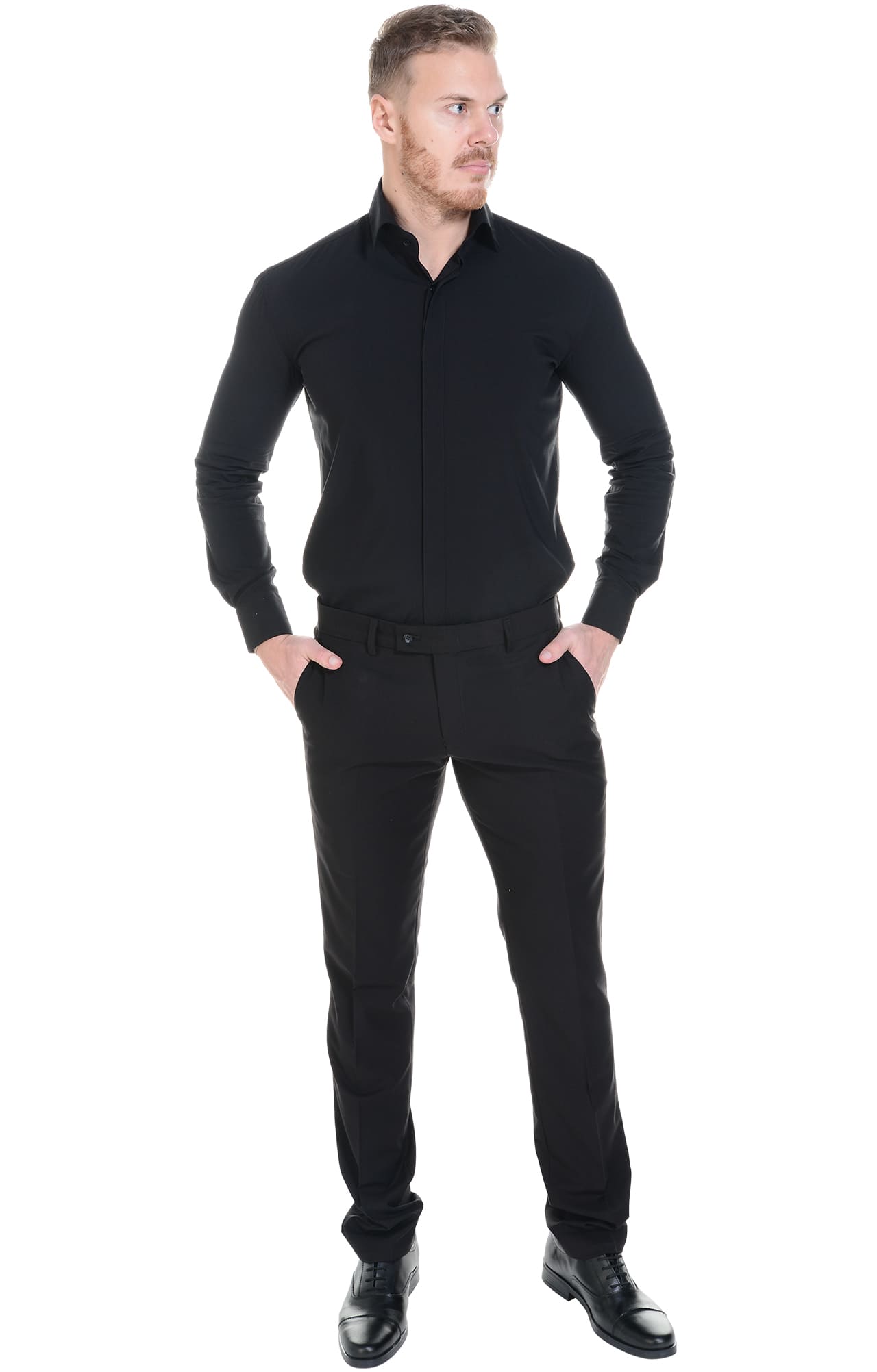 5030110 Рубашка мужская  black El-Risto  Корпоративная одежда  размер 44/182-188  - Вид №9