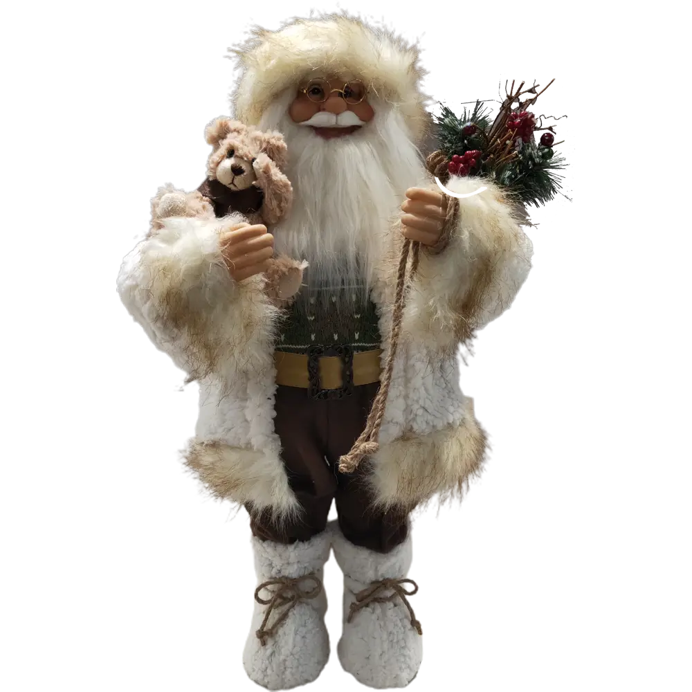 Фигурка новогодняя «Дед Мороз с мишкой», 60 см, цвет белый/бежевый RELANCE STLM-2090798