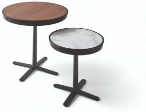 Molteni & C. Круглый журнальный столик с деревянной или мраморной столешницей и основанием 4 звезды