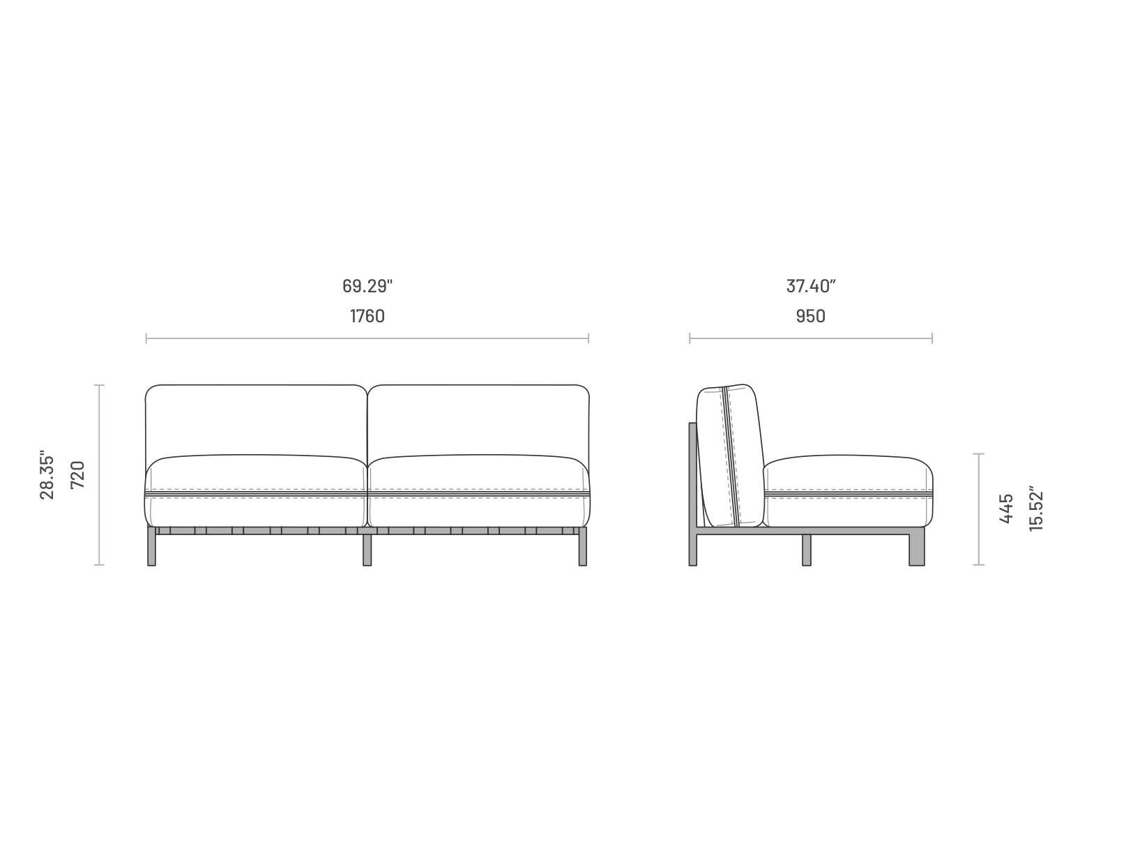 3-местный стальной садовый диван Domkapa ARCH-00054338 - Вид №3