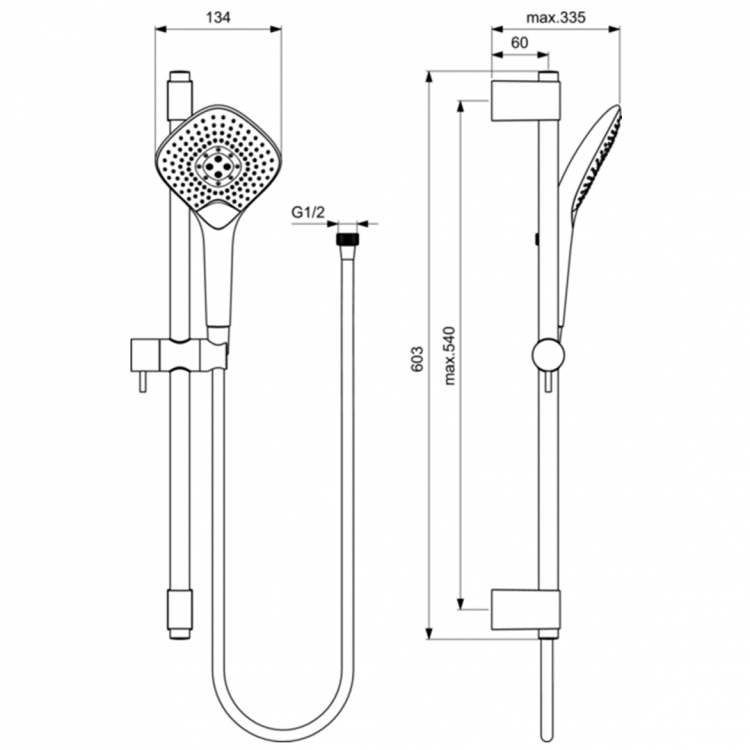 B1762AA Душевой гарнитур со штангой Ideal Standard IDEALRAIN EVO JET  - Вид №2