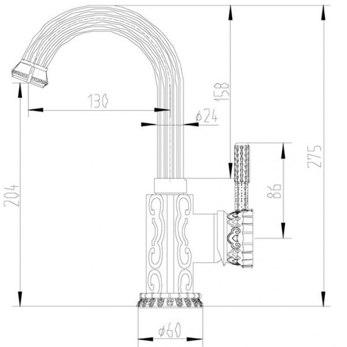 Zorg A 113U-BR смеситель для умывальника Смеситель для кухни Zorg 275 х 130 мм  - Вид №2