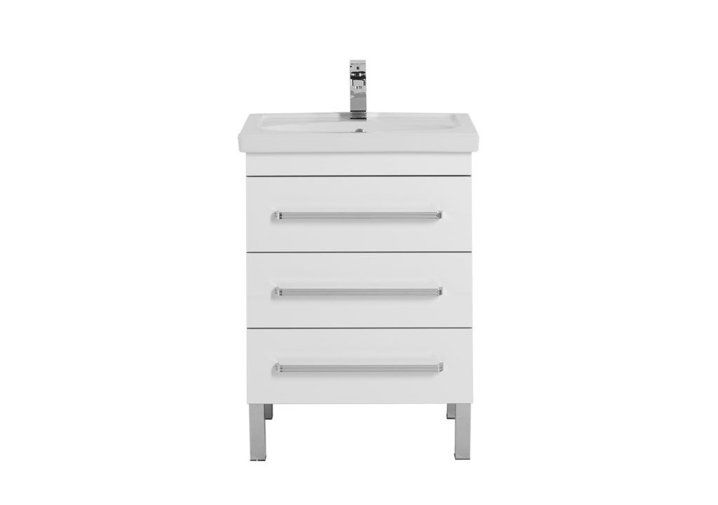 Тумба с раковиной Aquanet Сиена 60 белый (напольный 3 ящика) 0018636800185476 - Вид №2