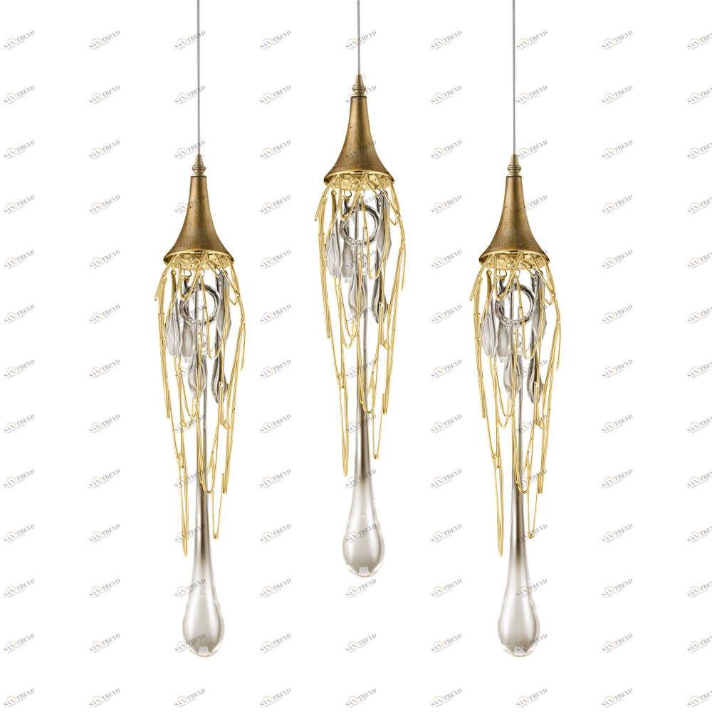 Подвесной светильник Goddess Tears 3 gold от Delight Collection PR68009M-3 DELIGHT COLLECTION ДИЗАЙНЕРСКИЕ 243774 Золотой 