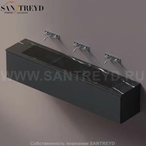 AELLM0CC32224ED Подвесная раковина настенная прямоугольная Agape Ell черная