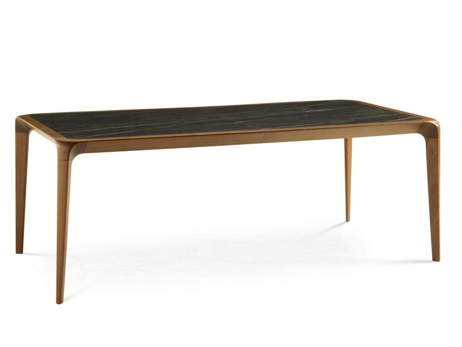 Прямоугольный выдвижной стол из дерева и керамики ROCHE BOBOIS Les Contemporains ARCH-00043582