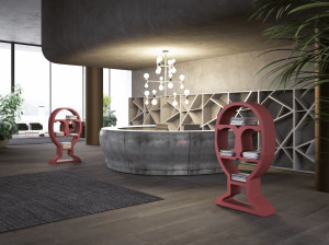 Двухсторонний книжный шкаф из лакированного бетона