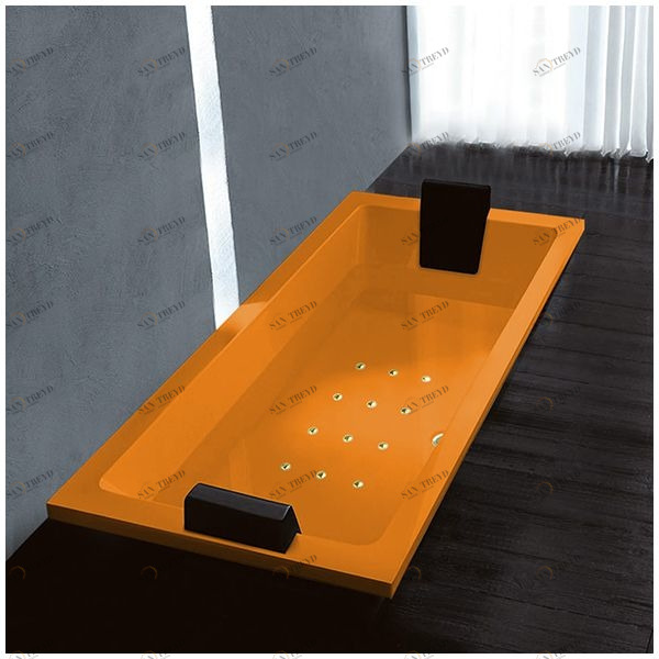 Ванна Gruppo treesse Quadra 180 V078C-DX-OZ оранжевая с золотой фурнитурой и аэромассажем прямоугольная встроенная правая STAV078CDXOZ