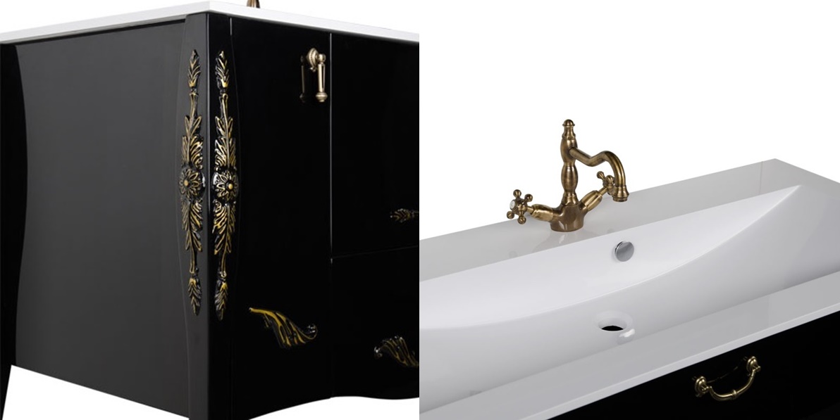 Комплект мебели Aquanet Виктория 120 черный/золото 00184414 - Вид №5