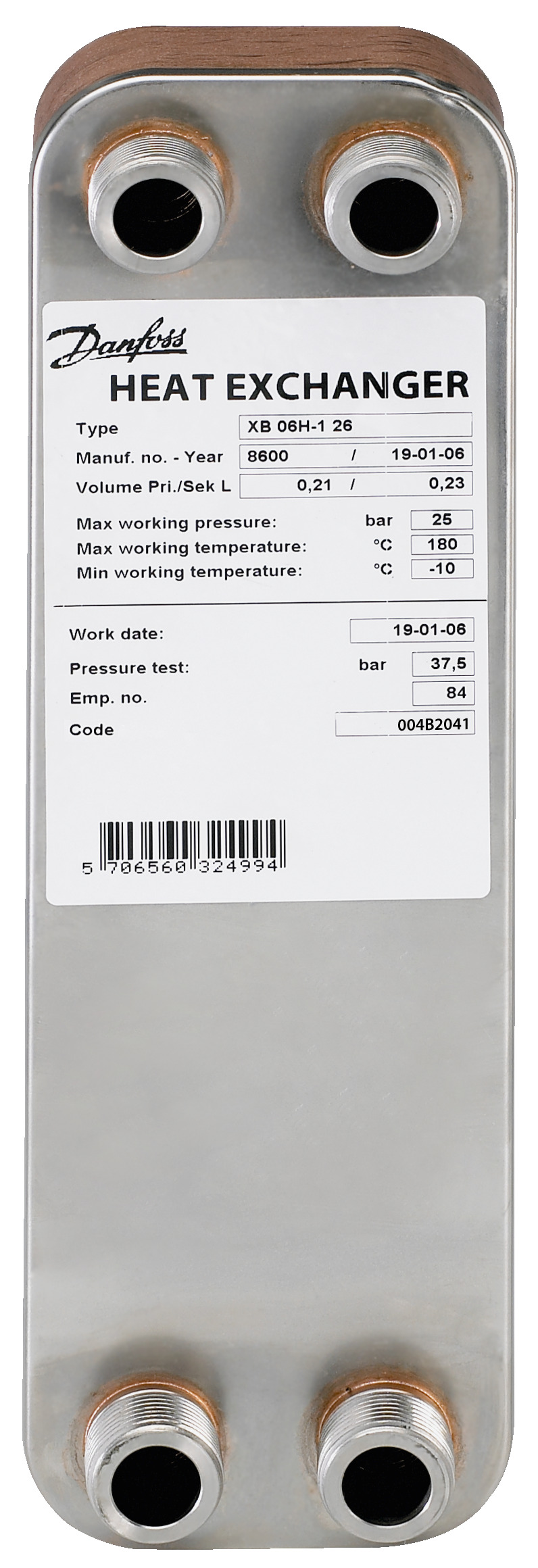 Danfoss Паяный пластинчатый теплообменник серии XB06 XB 06L-1 30 паяный пластинчатый теплообм 004B2029  - Вид №18