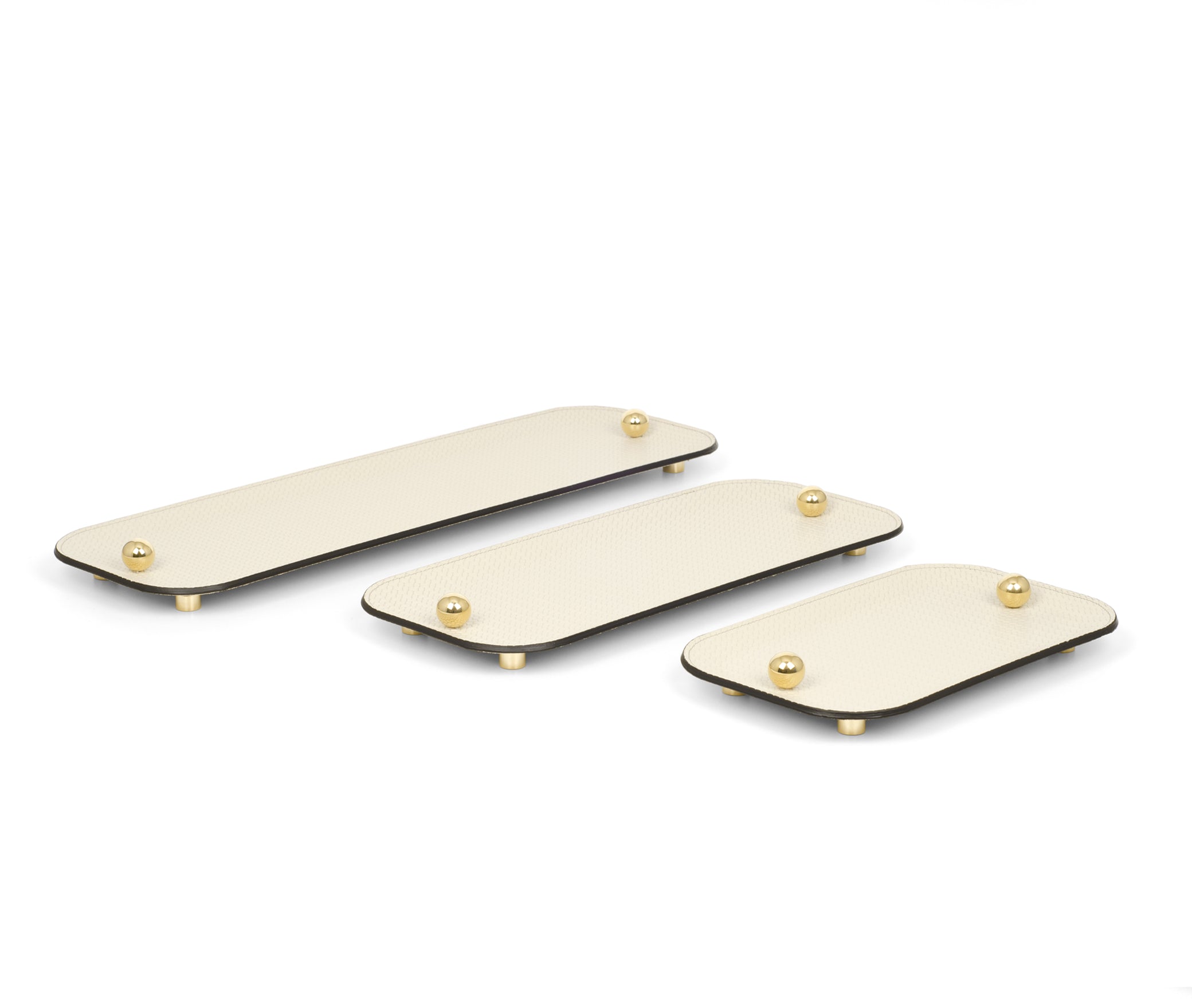 Олимпия Поднос - 25X15 см/металл-хром/зернистая кожа_кремовый Pinetti 00.1630.029.027 - Вид №5