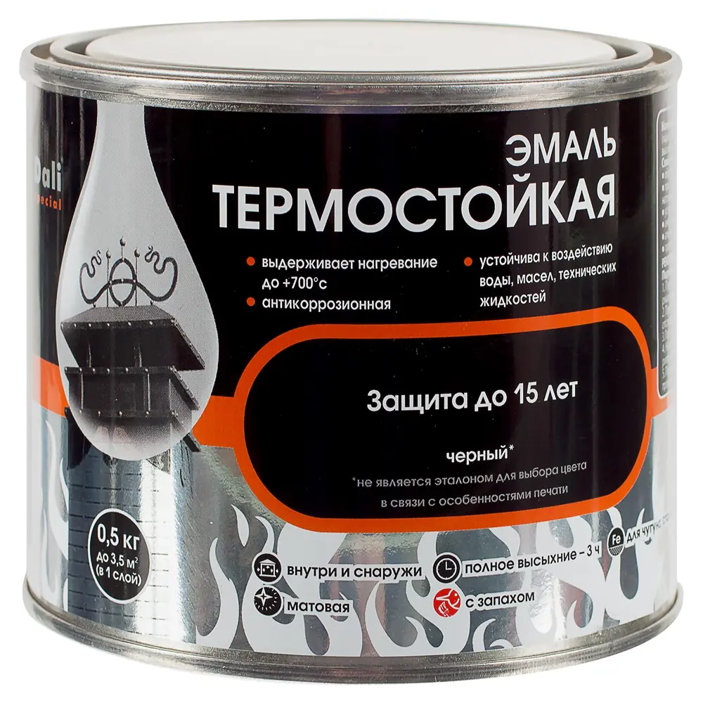 Эмаль термостойкая кремнийорганическая Dali Special цвет черная 0.5 кг STLM-2139317 - Вид №1