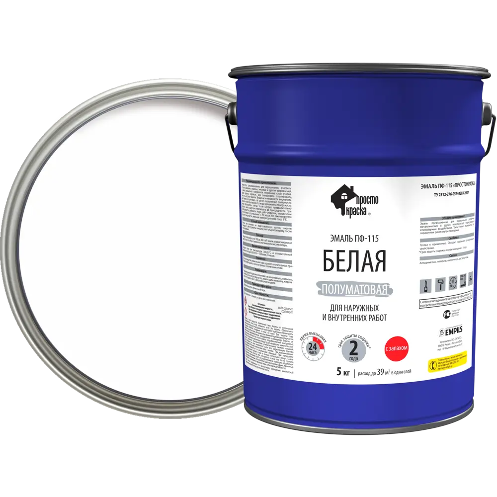 Эмаль ПРОСТОКРАСКА ПФ-115 для наружных и внутренних работ 18522000 STLM-0011091