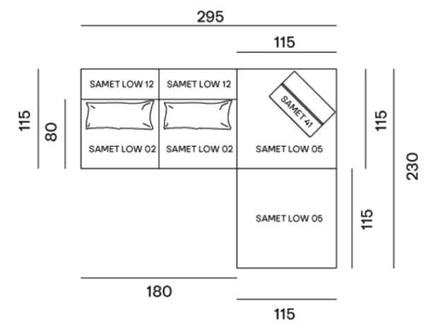 Модульный тканевый диван Gervasoni Samet Low ARCH-00112010 - Вид №5