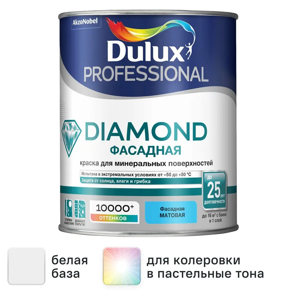 Краска фасадная Dulux Professional Diamond матовая цвет белый 1 л 87822853 STLM-2212592 