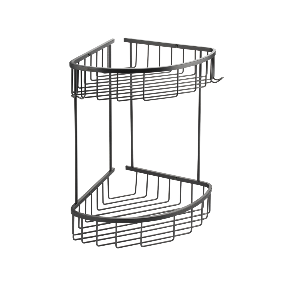 GFmark - Полочка ГРАФИТ, угловая, овальная, двойная 22 см, из нержавеющей стали, код: 78251 