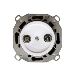 Розетка R/TV-SAT двойная встраиваемая Electraline Ретро без заземления цвет белый