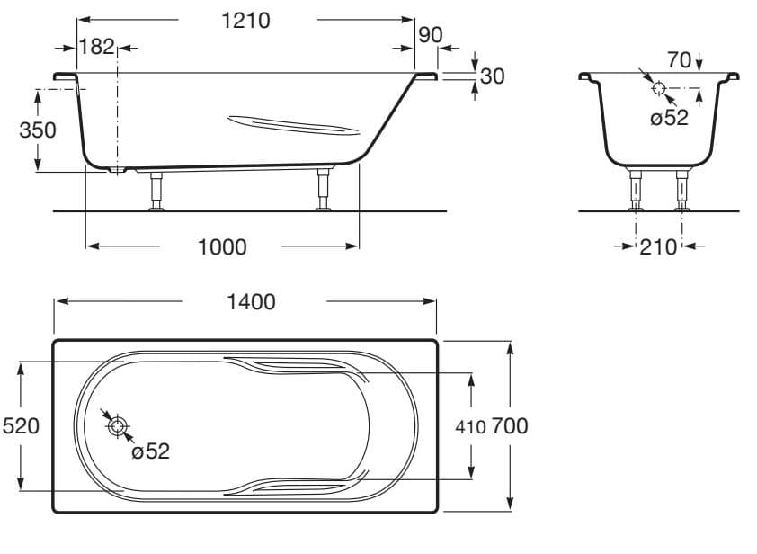 Утопленная акриловая прямоугольная ванна Roca Genova-N ARCH-00090360 - Вид №5